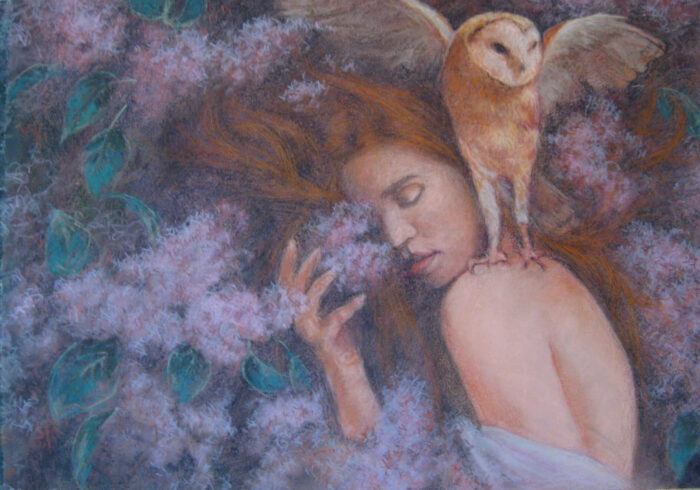 Girl with the owl Pastel 50cmx60cm £175