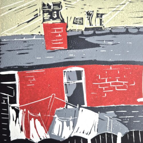 Wash Day Linocut Edition4 15cm x15cm